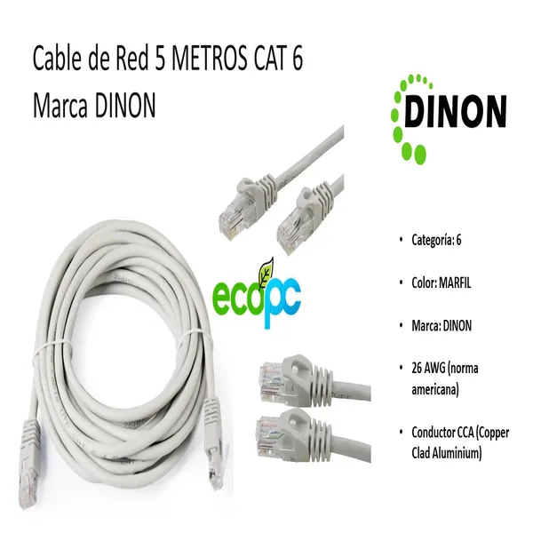 Cable-de-Red-5-METROS-CAT-6- Cable de Red Cat6 5M (NUEVO) - Imagen 1