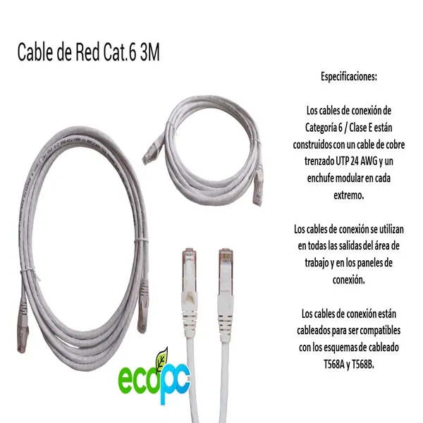 Cable-de-Red-Cat.6-3M Cable de Red Cat6 3M (NUEVO) - Imagen 1
