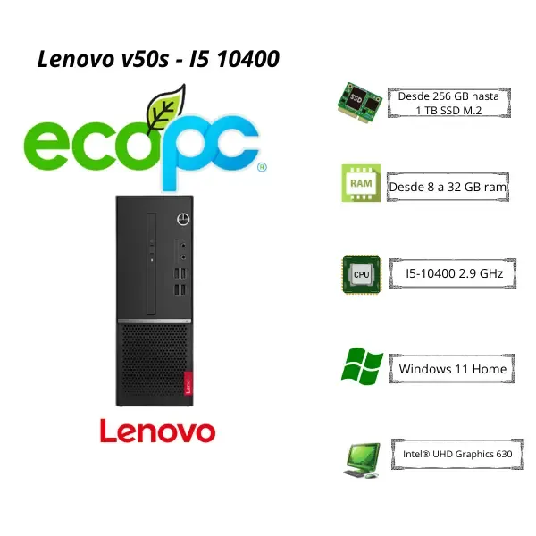 Lenovo-v50s PC LENOVO V50s / i5-10400 2.9 GHz / Grado A+ - Imagen 1