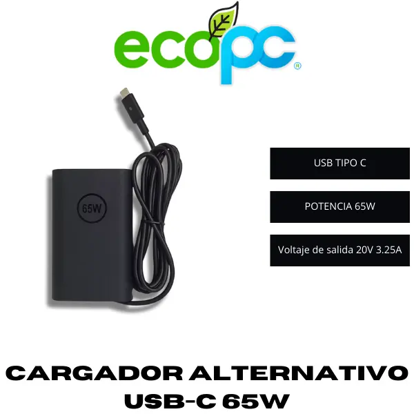 CARGADOR-GENERICO-65W Cargador alternativo para Dell USB-C 65W 20V 3.25A - Imagen 1
