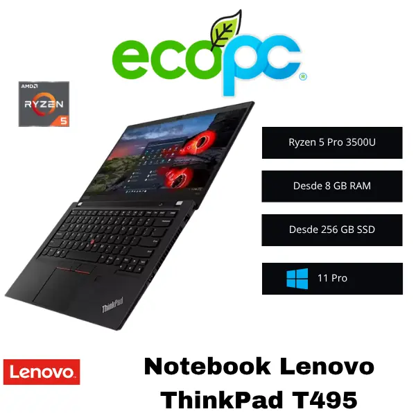 Lenovo-t495-R5 Notebook Lenovo ThinkPad T495 / Ryzen 5 PRO 3500U / Grado A - Imagen 1