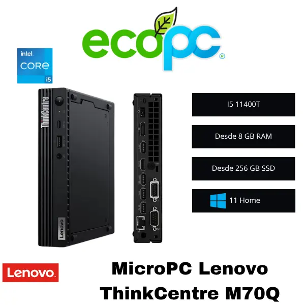 MicroPC-lenovo-thinkcentre-M70Q MicroPC Lenovo ThinkCentre M70Q / I5-11400T / Grado A (seminuevo) - Imagen 1