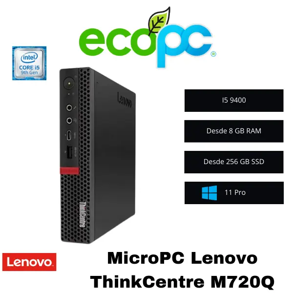 MicroPC-lenovo-thinkcentre-M720q-9400 Pc Lenovo ThinkCentre M720q / I5-9400T / Sin Wi-Fi ni Bluetooth / Grado A - Imagen 1
