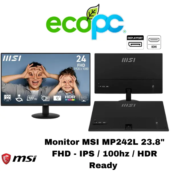monitor-msi-mp242l Monitor MSI MP242L 23.8" FHD - IPS / 100hz / HDR Ready - Imagen 1