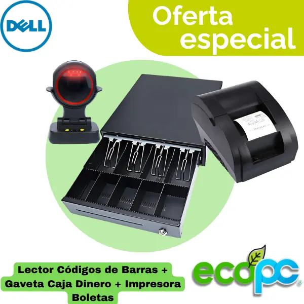 pack pos Lector Códigos de Barras + Gaveta Caja Dinero + Impresora Boletas - Imagen 1